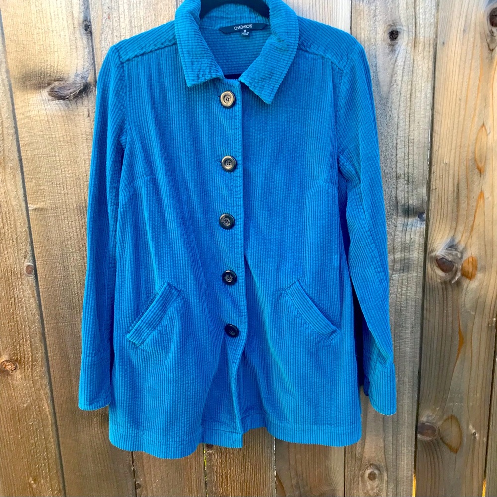 Chadwick’s Turquoise Corduroy Shacket Chore Jacket Size Medium